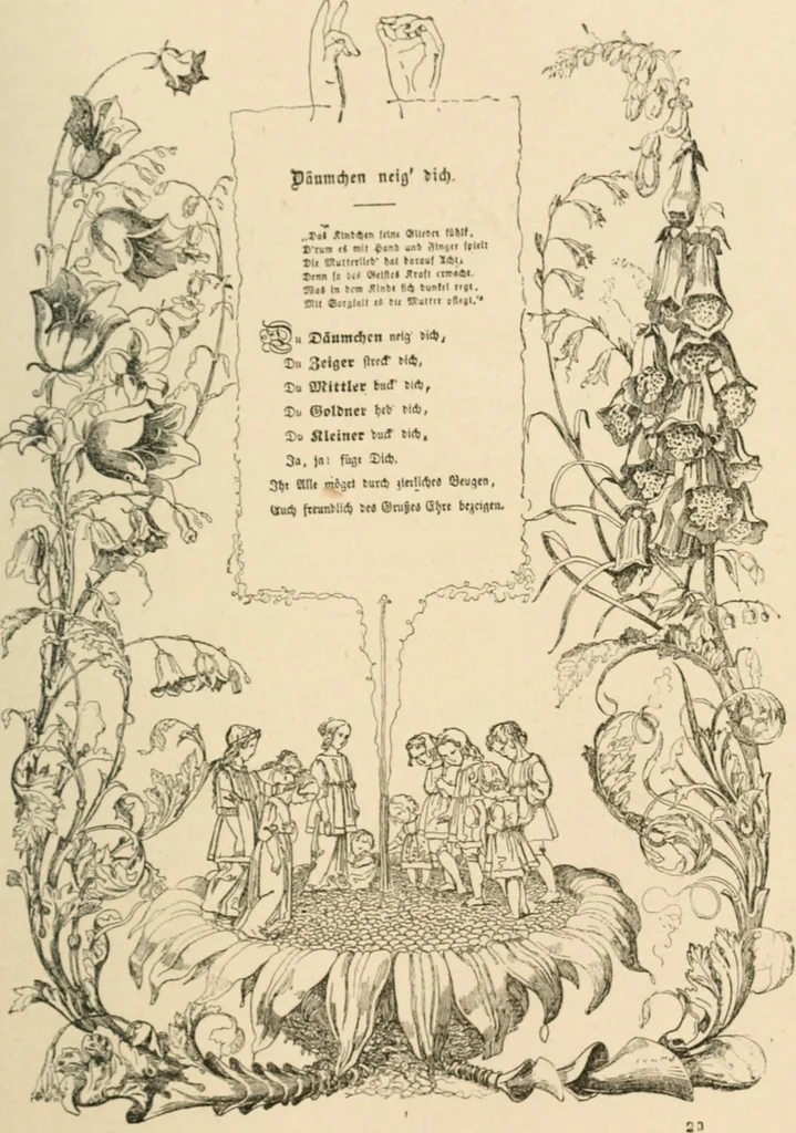 An illustration from Mother's songs, games and stories : Fröbel's "Mutter- und Kose-Lieder", 1888, leaf 82
