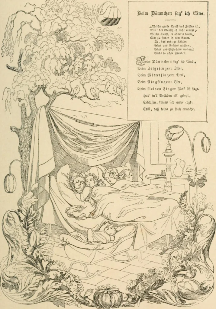 An illustration from Mother's songs, games and stories : Fröbel's "Mutter- und Kose-Lieder", 1888, leaf 86