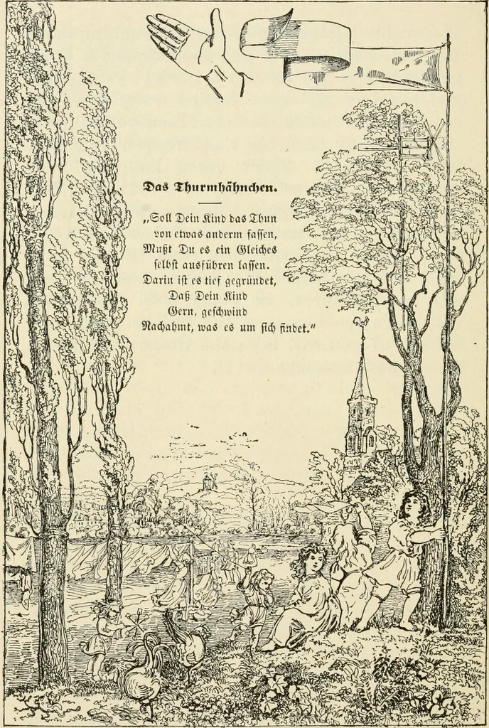 An illustration from The mottoes and commentaries of Friedrich Froebel's Mother play, 1902, leaf 109