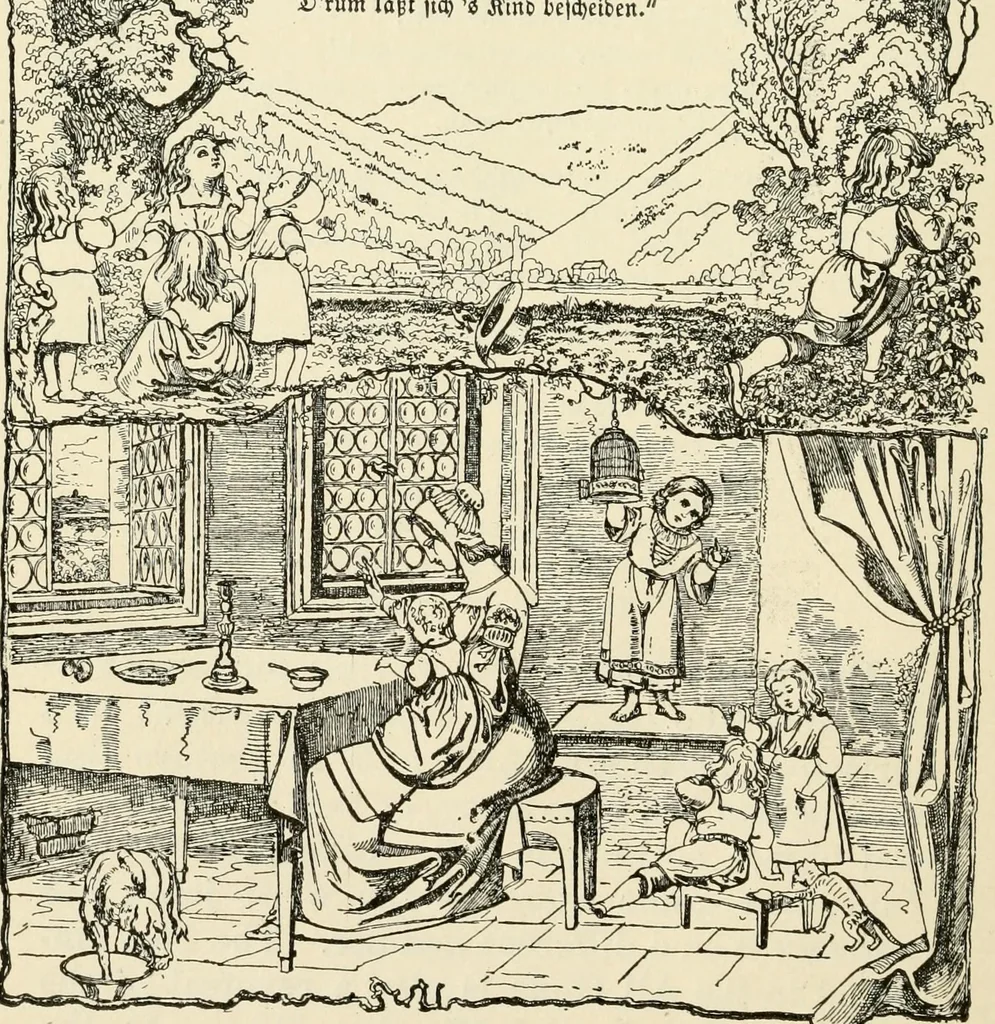 An illustration from The mottoes and commentaries of Friedrich Froebel's Mother play, 1902, leaf 115