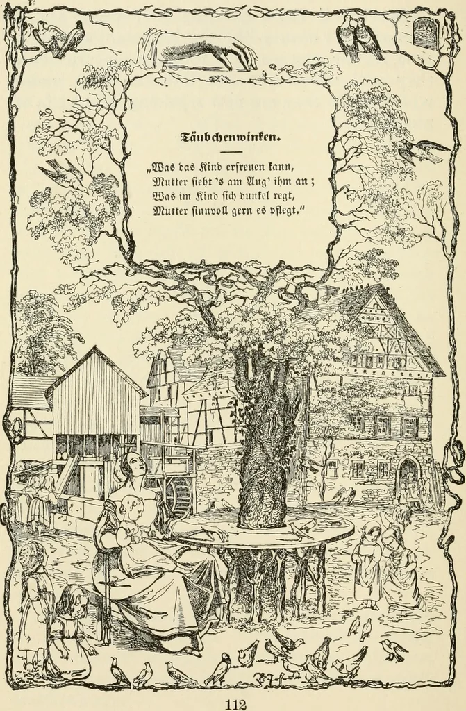 An illustration from The mottoes and commentaries of Friedrich Froebel's Mother play, 1902, leaf 141