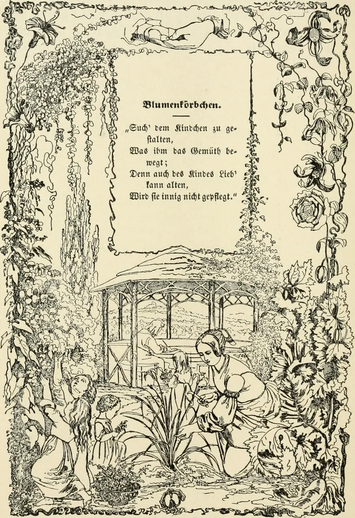 An illustration from The mottoes and commentaries of Friedrich Froebel's Mother play, 1902, leaf 163