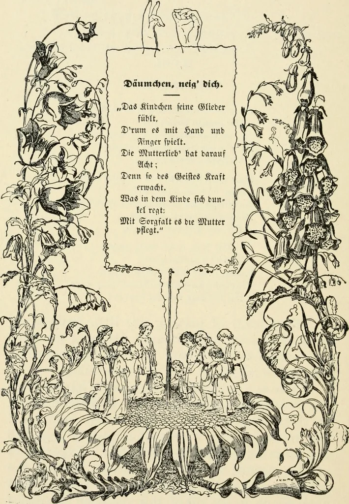 An illustration from The mottoes and commentaries of Friedrich Froebel's Mother play, 1902, leaf 181