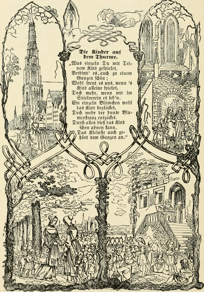 An illustration from The mottoes and commentaries of Friedrich Froebel's Mother play, 1902, leaf 201