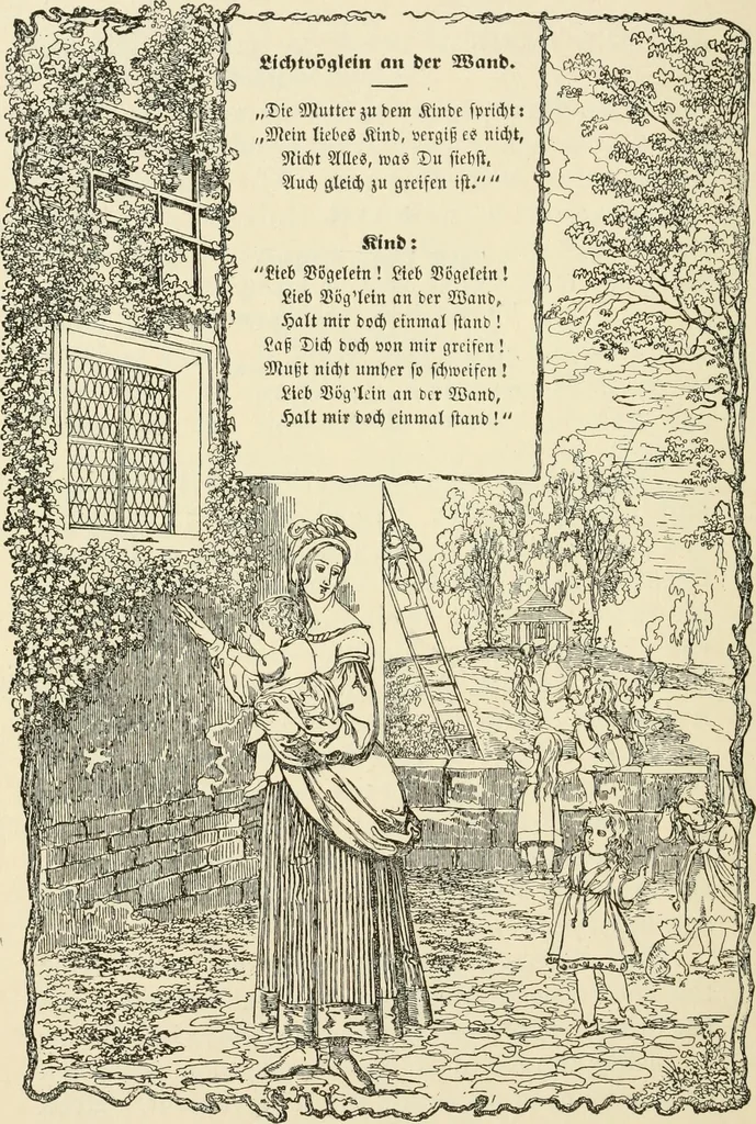 An illustration from The mottoes and commentaries of Friedrich Froebel's Mother play, 1902, leaf 215