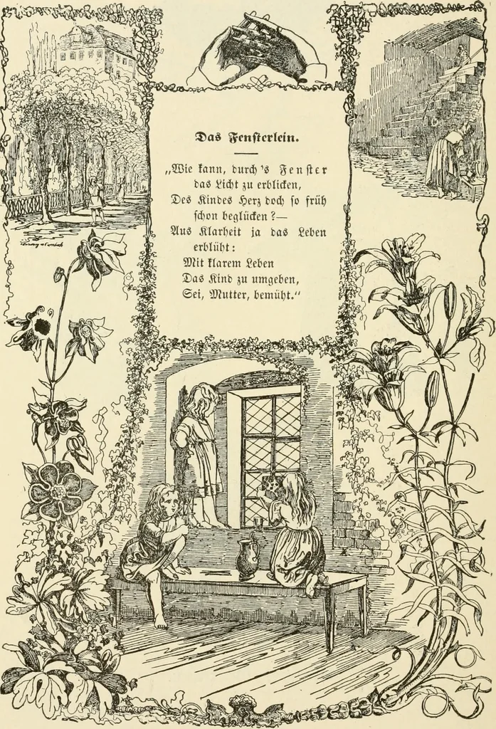 An illustration from The mottoes and commentaries of Friedrich Froebel's Mother play, 1902, leaf 233