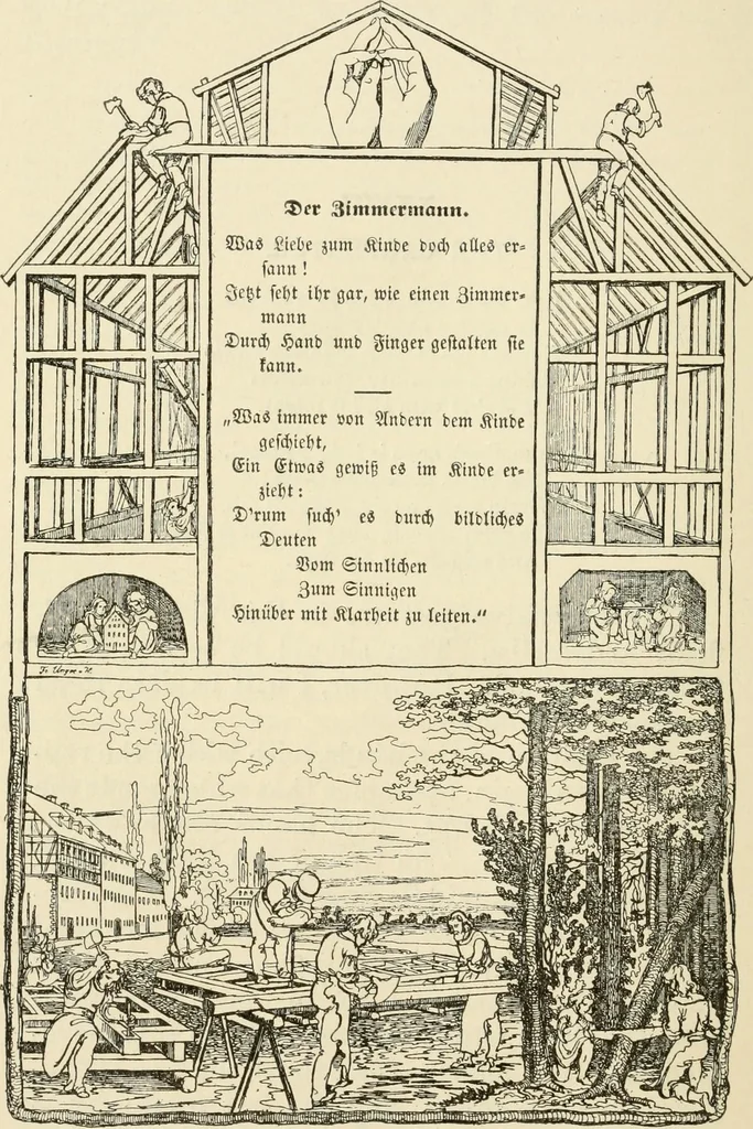 An illustration from The mottoes and commentaries of Friedrich Froebel's Mother play, 1902, leaf 245