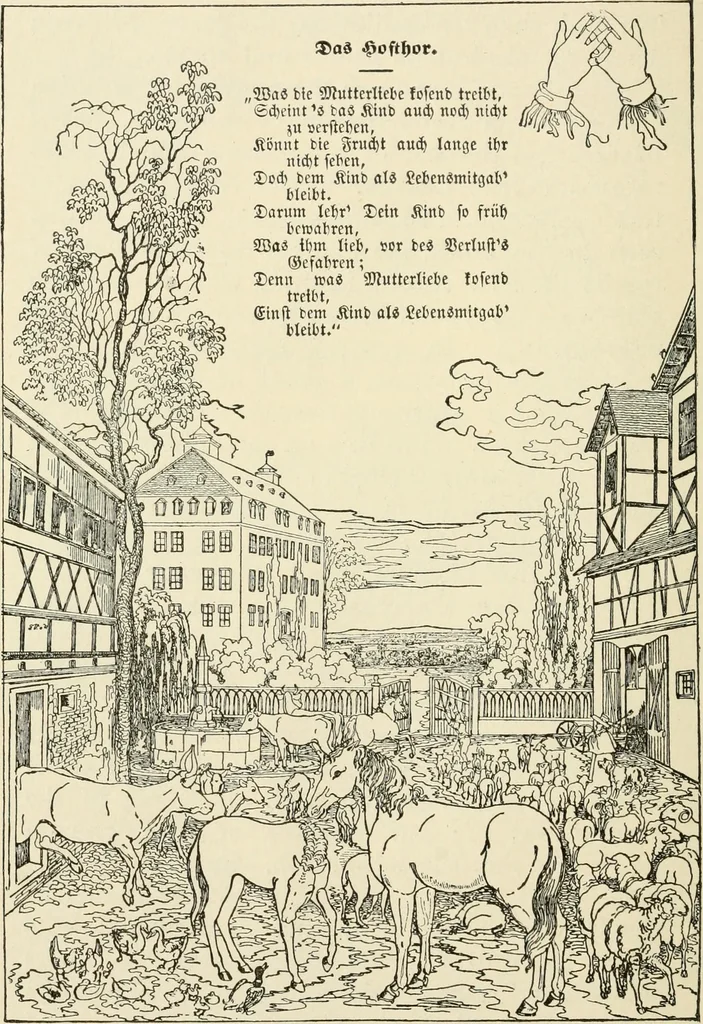 An illustration from The mottoes and commentaries of Friedrich Froebel's Mother play, 1902, leaf 251