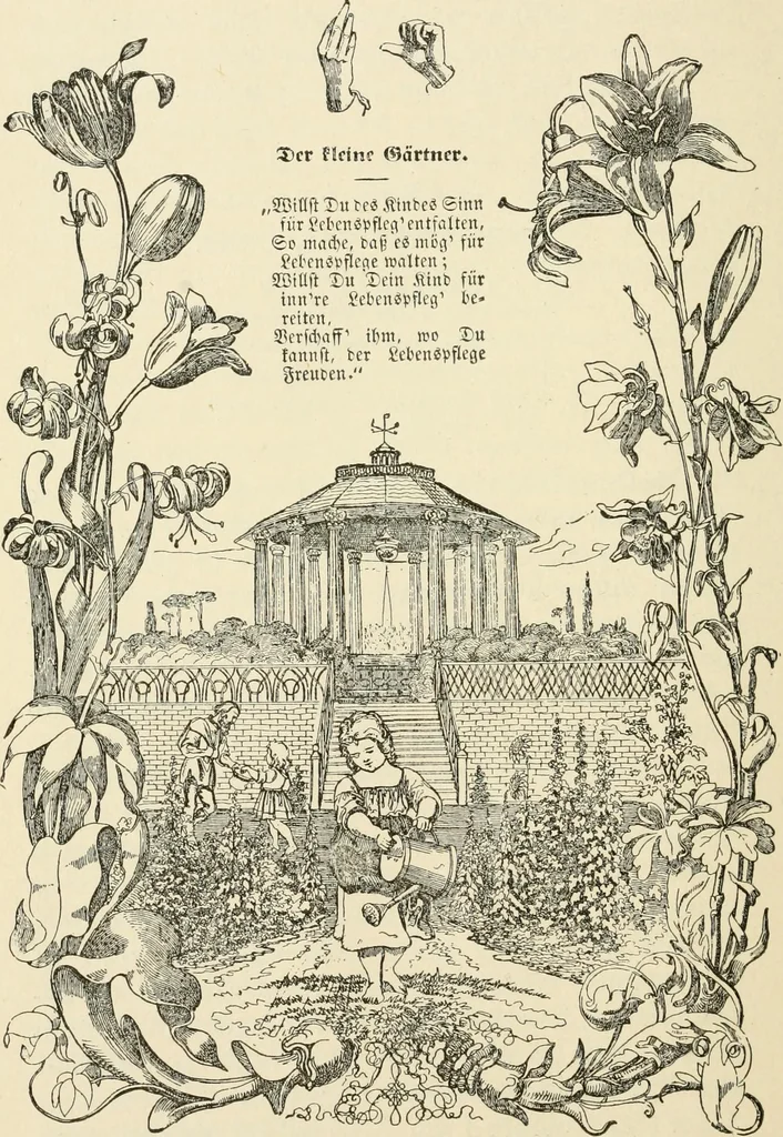 An illustration from The mottoes and commentaries of Friedrich Froebel's Mother play, 1902, leaf 257