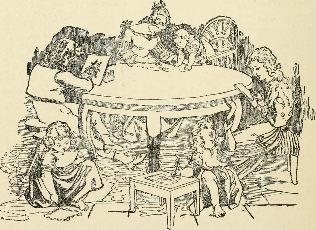 An illustration from The mottoes and commentaries of Friedrich Froebel's Mother play, 1902, leaf 301