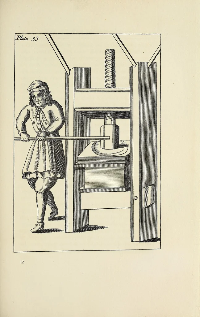 An illustration from Moxon's Mechanick exercises; or, The doctrine of handy-works applied to the art of printing; a literal reprint in two volumes of the first edition published in the year 1683, 1896, leaf 185