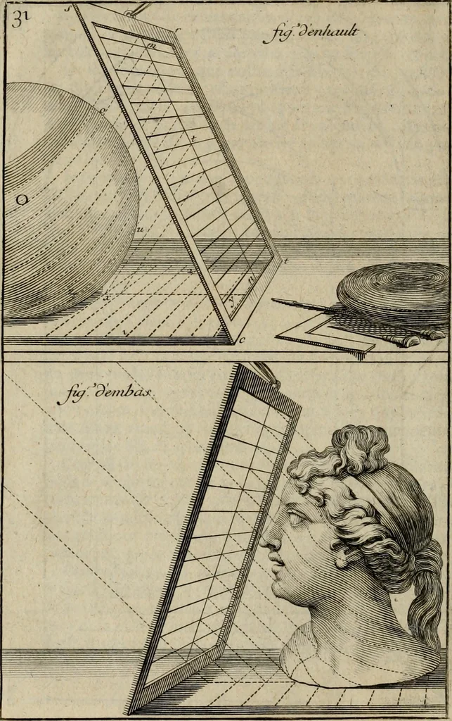 An illustration from Moyen vniuersel de pratiquer la perspective sur les tableaux, ou surfaces irregulieres : ensemble quelques particularitez concernant cet art, & celuy de la graueure en taille-douce, 1653, leaf 123