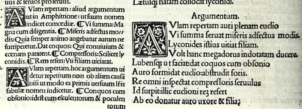 An illustration from M. Plauti linguae latinae principis comoediae XX recens ex collatione multorum codicum : q[ui] tum calamo scripti tum formulis excusi habeba[n]tur singulari diligentia recognitae : item eaedem comoediae o[mn]ibus fere locis co[m]mentationibus ornantur, 1511, leaf 110