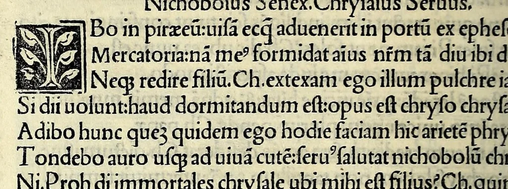 An illustration from M. Plauti linguae latinae principis comoediae XX recens ex collatione multorum codicum : q[ui] tum calamo scripti tum formulis excusi habeba[n]tur singulari diligentia recognitae : item eaedem comoediae o[mn]ibus fere locis co[m]mentationibus ornantur, 1511, leaf 270
