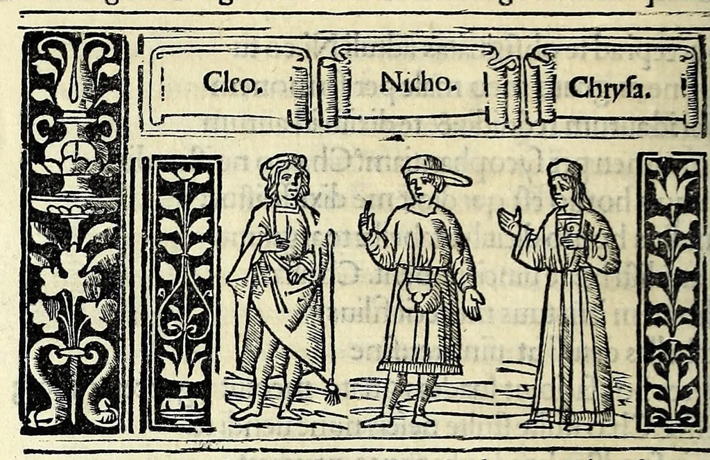 An illustration from M. Plauti linguae latinae principis comoediae XX recens ex collatione multorum codicum : q[ui] tum calamo scripti tum formulis excusi habeba[n]tur singulari diligentia recognitae : item eaedem comoediae o[mn]ibus fere locis co[m]mentationibus ornantur, 1511, leaf 286