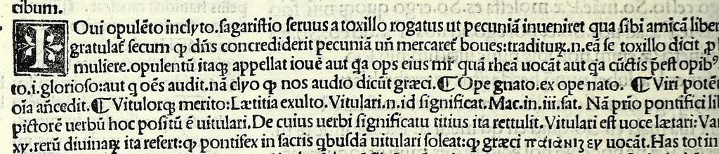 An illustration from M. Plauti linguae latinae principis comoediae XX recens ex collatione multorum codicum : q[ui] tum calamo scripti tum formulis excusi habeba[n]tur singulari diligentia recognitae : item eaedem comoediae o[mn]ibus fere locis co[m]mentationibus ornantur, 1511, leaf 504