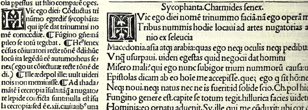 An illustration from M. Plauti linguae latinae principis comoediae XX recens ex collatione multorum codicum : q[ui] tum calamo scripti tum formulis excusi habeba[n]tur singulari diligentia recognitae : item eaedem comoediae o[mn]ibus fere locis co[m]mentationibus ornantur, 1511, leaf 598