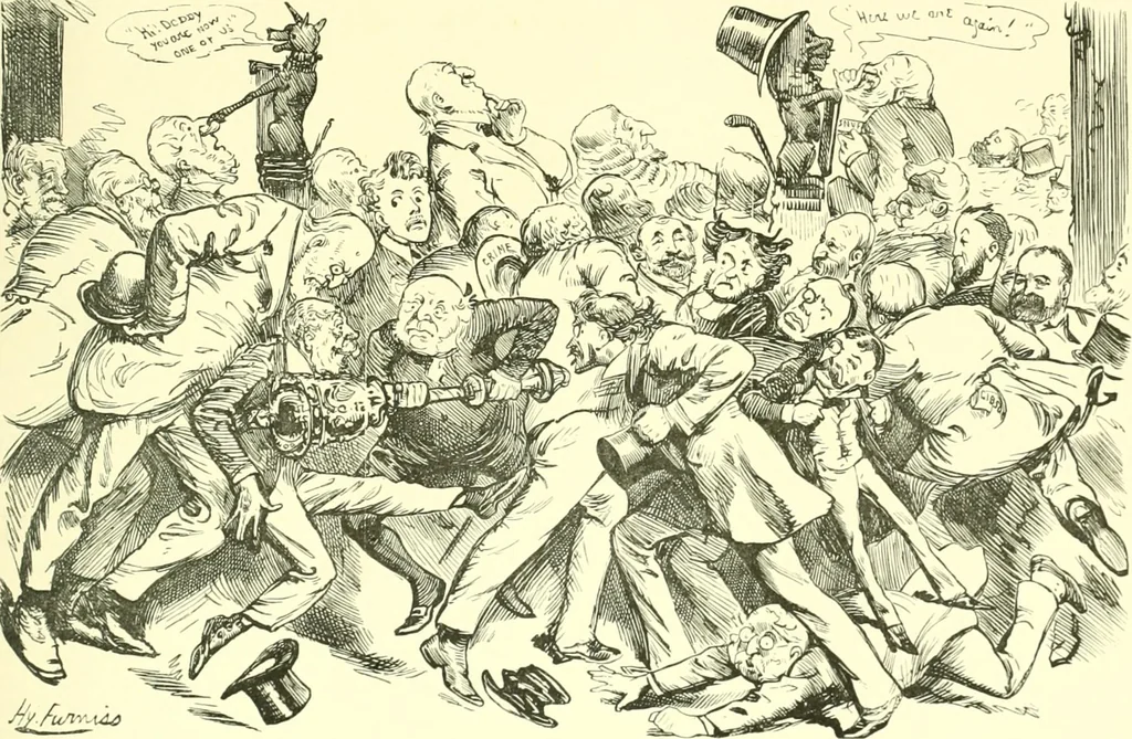 An illustration from M. P.'s in session, from Mr. Punch's parliamentary portrait gallery, 1889, leaf 12
