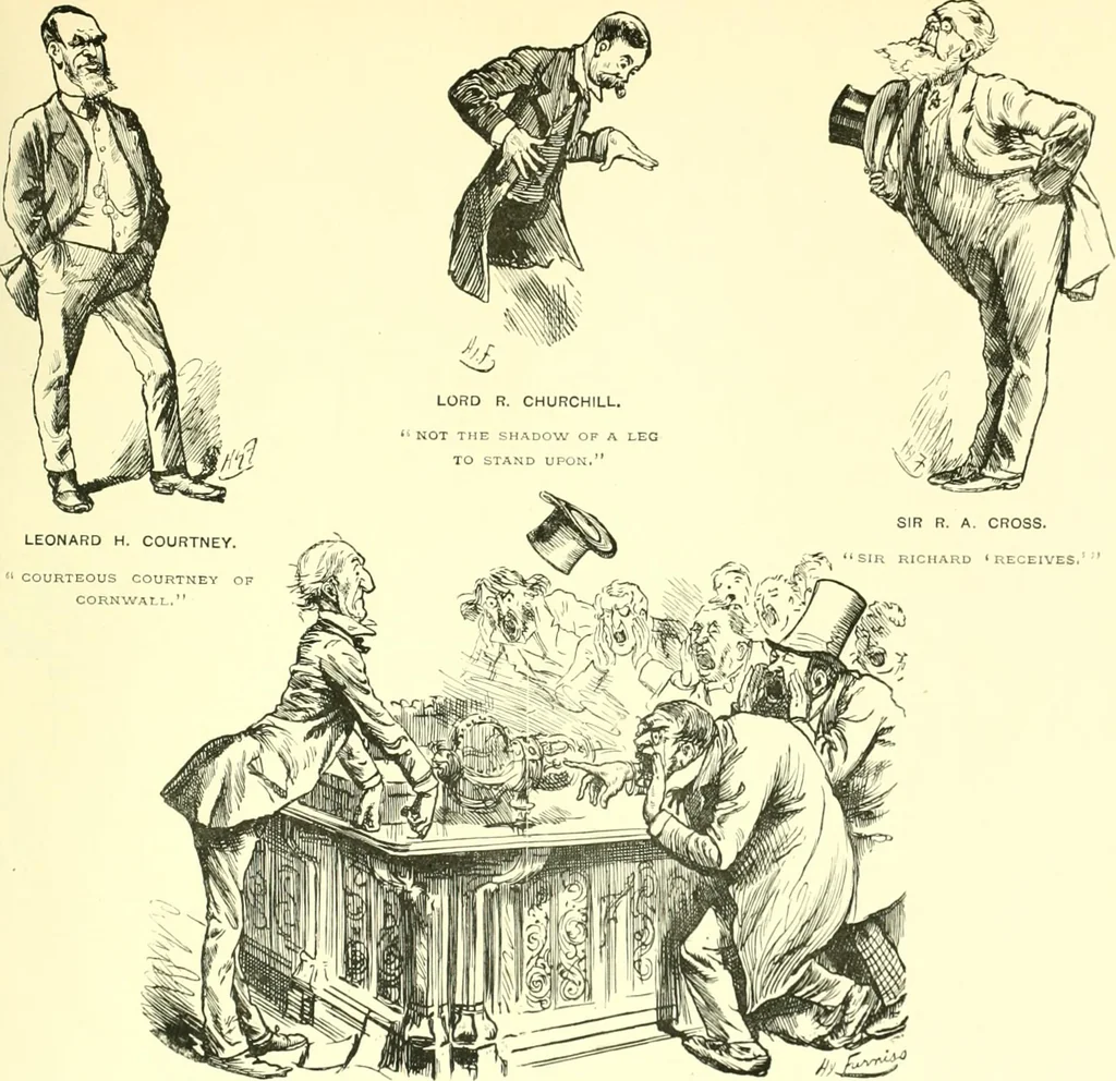 An illustration from M. P.'s in session, from Mr. Punch's parliamentary portrait gallery, 1889, leaf 26