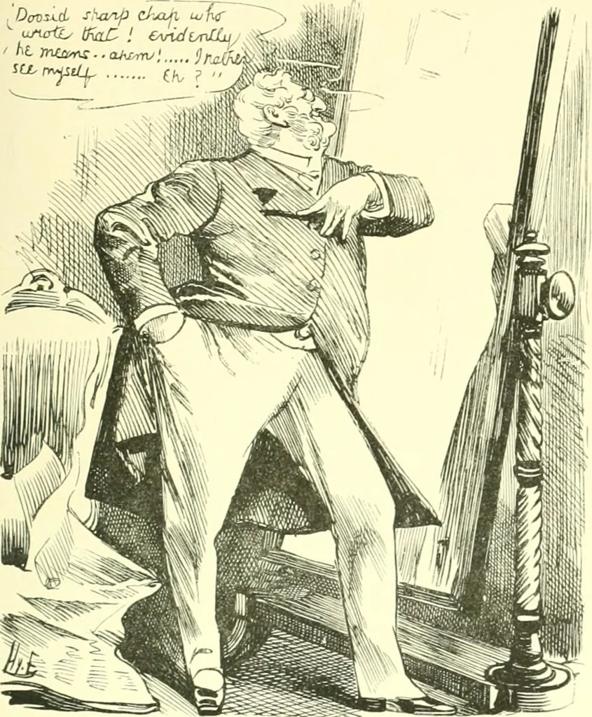 An illustration from M. P.'s in session, from Mr. Punch's parliamentary portrait gallery, 1889, leaf 40