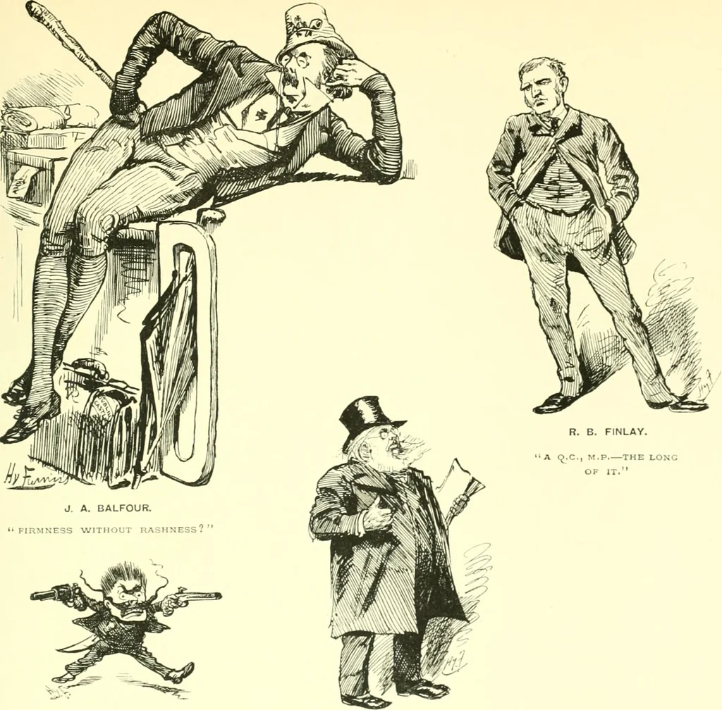 An illustration from M. P.'s in session, from Mr. Punch's parliamentary portrait gallery, 1889, leaf 60