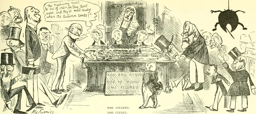 An illustration from M. P.'s in session, from Mr. Punch's parliamentary portrait gallery, 1889, leaf 68
