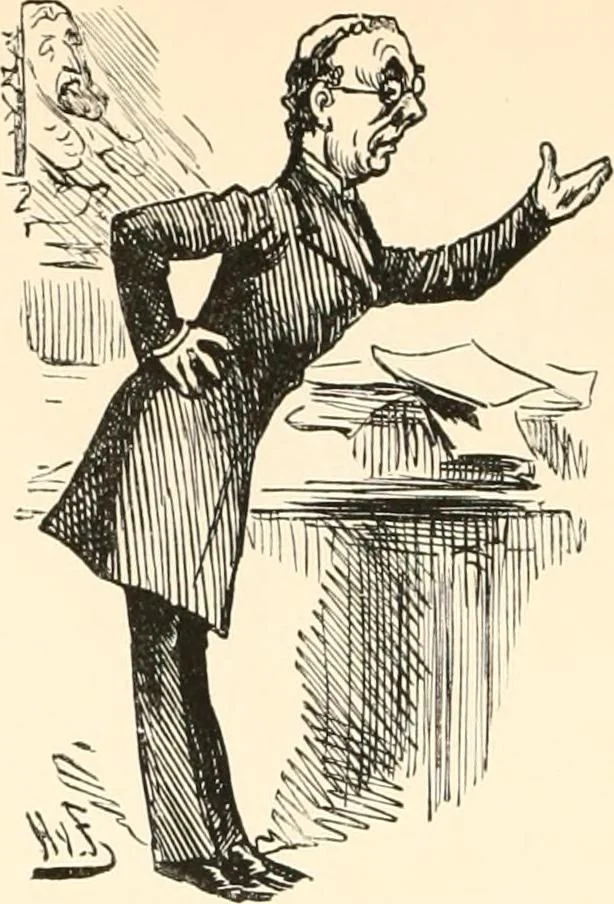 An illustration from M. P.'s in session, from Mr. Punch's parliamentary portrait gallery, 1889, leaf 71