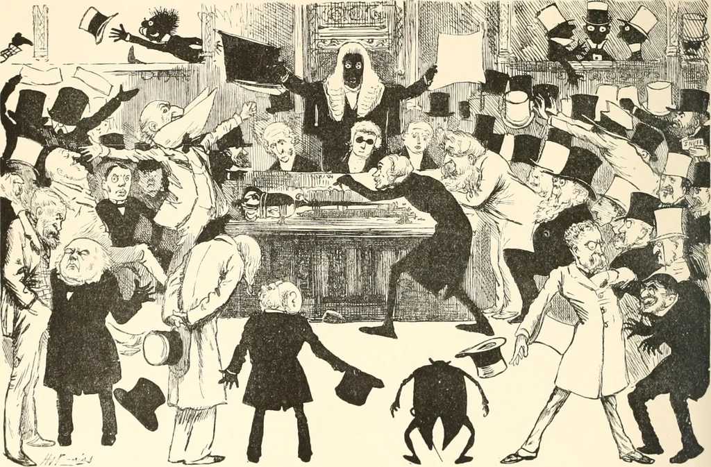 An illustration from M. P.'s in session, from Mr. Punch's parliamentary portrait gallery, 1889, leaf 75