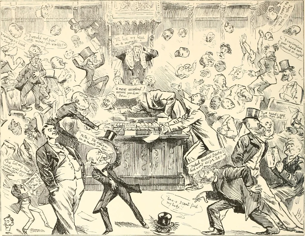 An illustration from M. P.'s in session, from Mr. Punch's parliamentary portrait gallery, 1889, leaf 77