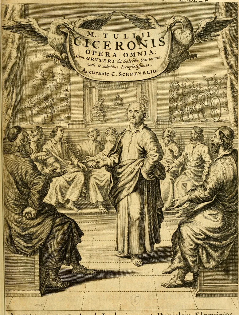 An illustration from M. Tulii Ciceronis Opera omnia : cum Gruteri et selectis variorum notis & indicibus locupletissimis, 1661, leaf 4