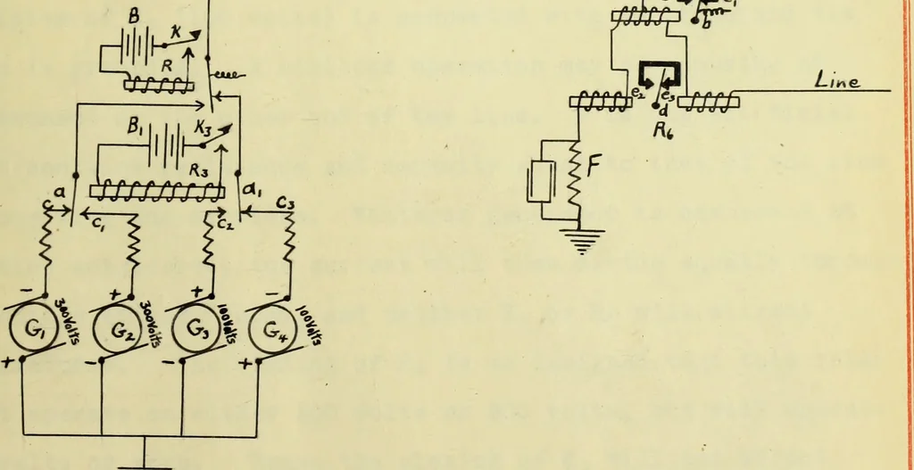 An illustration from Multiplex combinations for economic telegraphy and telephony, 1913, leaf 62