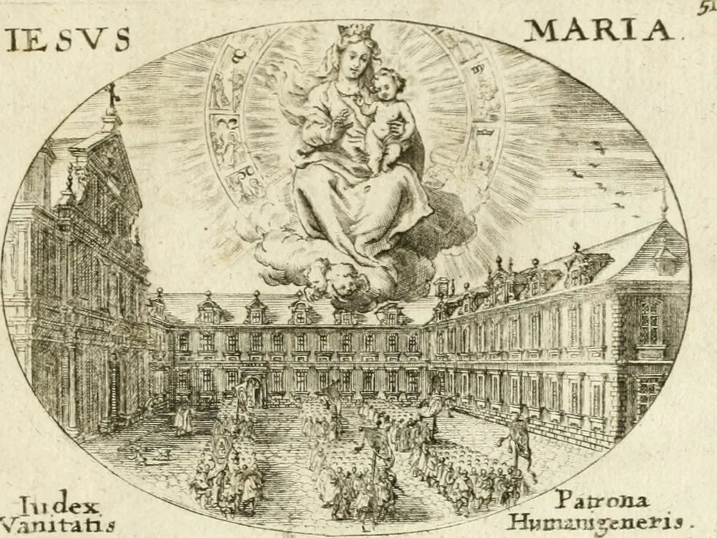 An illustration from Mundi lapis lydius, siue, Emblemata moralia nobilissimi viri D. Antonii A. Burgundia ... : in quibus vanitas per veritatem falsi accusatur & conuincitur, 1665, leaf 112
