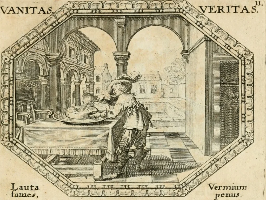 An illustration from Mundi lapis lydius, siue, Emblemata moralia nobilissimi viri D. Antonii A. Burgundia ... : in quibus vanitas per veritatem falsi accusatur & conuincitur, 1665, leaf 32