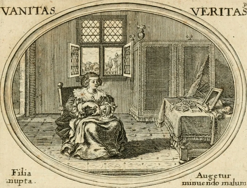 An illustration from Mundi lapis lydius, siue, Emblemata moralia nobilissimi viri D. Antonii A. Burgundia ... : in quibus vanitas per veritatem falsi accusatur & conuincitur, 1665, leaf 86