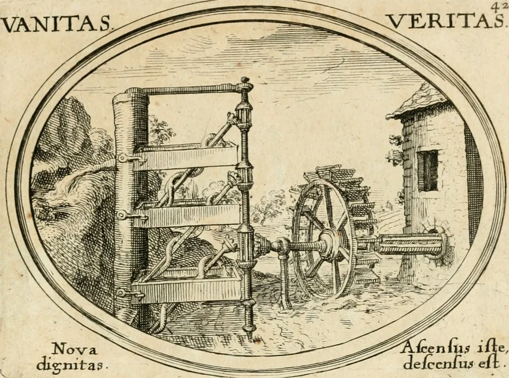 An illustration from Mundi lapis lydius, siue, Emblemata moralia nobilissimi viri D. Antonii A. Burgundia ... : in quibus vanitas per veritatem falsi accusatur & conuincitur, 1665, leaf 94