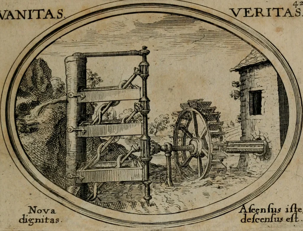 An illustration from Mundi lapis lydius, siue, Emblemata moralia nobilissimi viri D. Antonii A. Burgundia quondam Archidiaconi Brugensis : in quibus vanitas per veritatem falsi accusatur & conuincitur, 1665, leaf 92