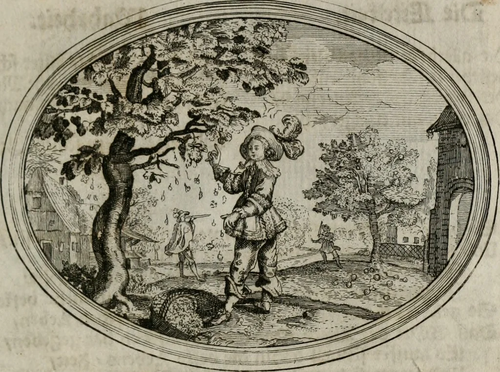 An illustration from Mundi lapis Lydius, oder, Der Welt Probier-Stein : das ist, Emblematische Sitten-Lehren, 1712, leaf 102