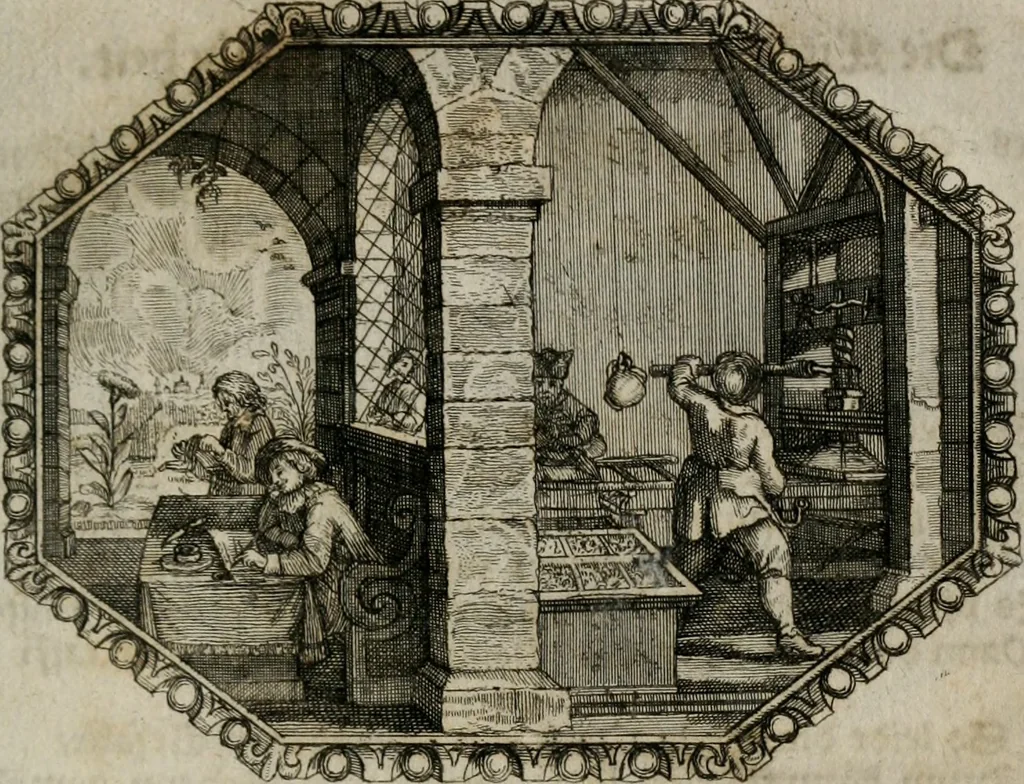 An illustration from Mundi lapis Lydius, oder, Der Welt Probier-Stein : das ist, Emblematische Sitten-Lehren, 1712, leaf 12