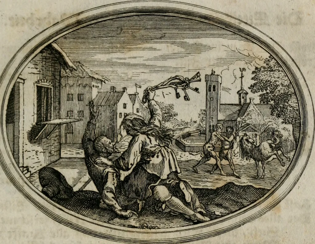 An illustration from Mundi lapis Lydius, oder, Der Welt Probier-Stein : das ist, Emblematische Sitten-Lehren, 1712, leaf 14