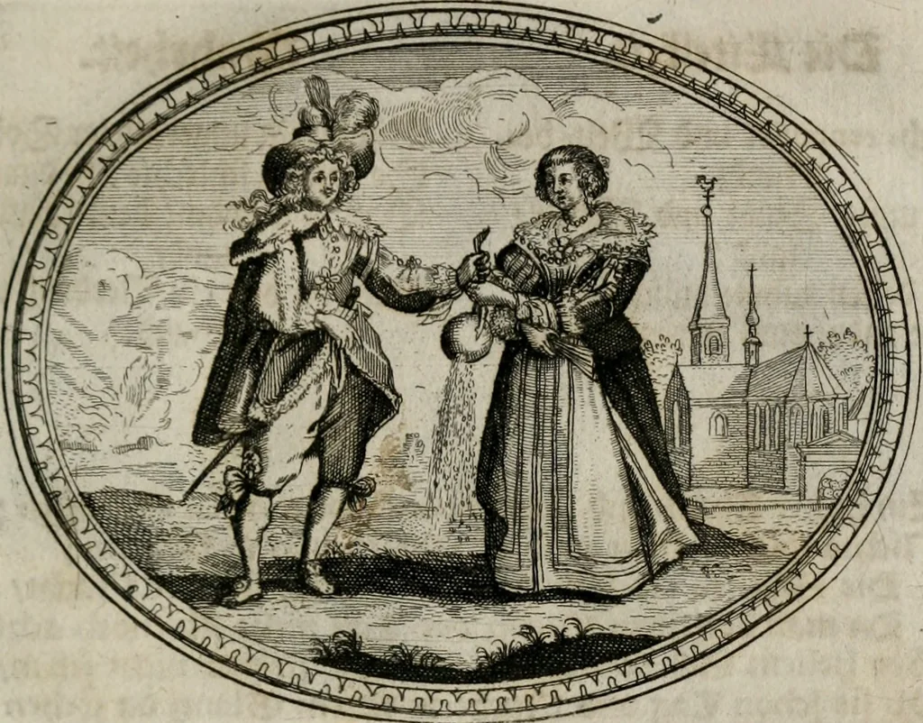 An illustration from Mundi lapis Lydius, oder, Der Welt Probier-Stein : das ist, Emblematische Sitten-Lehren, 1712, leaf 18