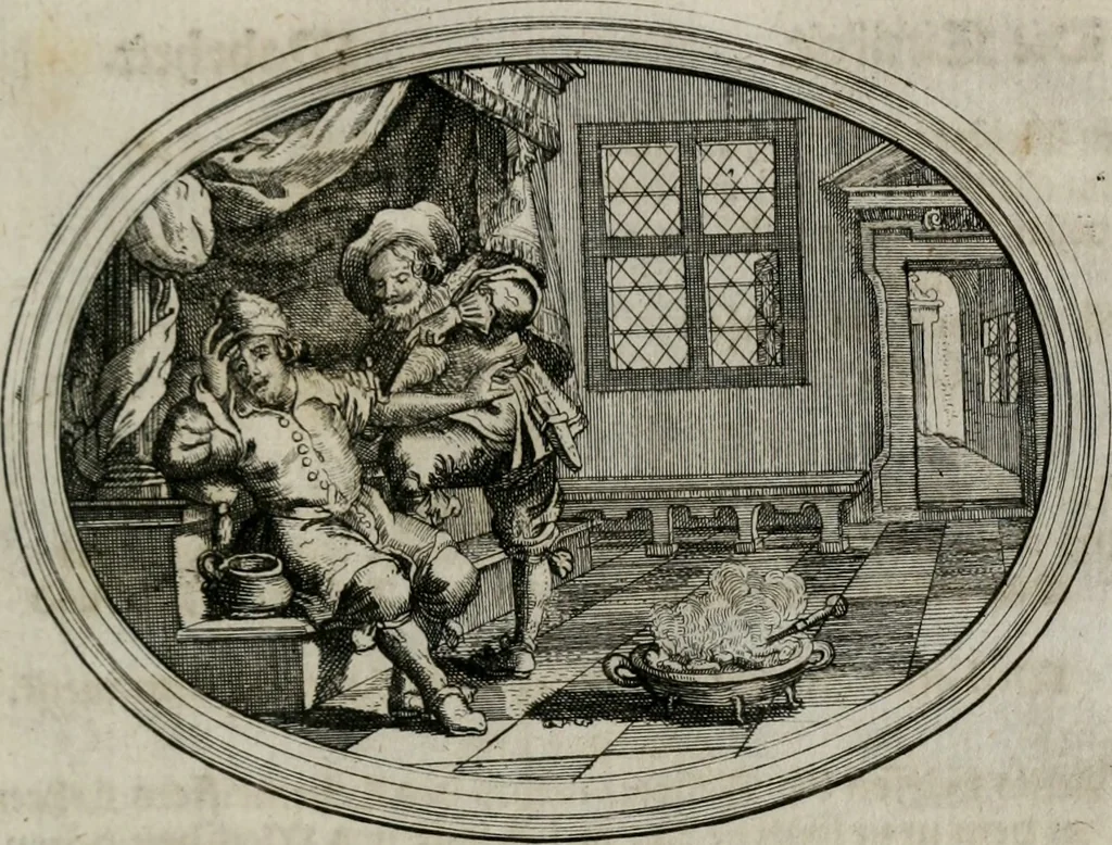 An illustration from Mundi lapis Lydius, oder, Der Welt Probier-Stein : das ist, Emblematische Sitten-Lehren, 1712, leaf 84