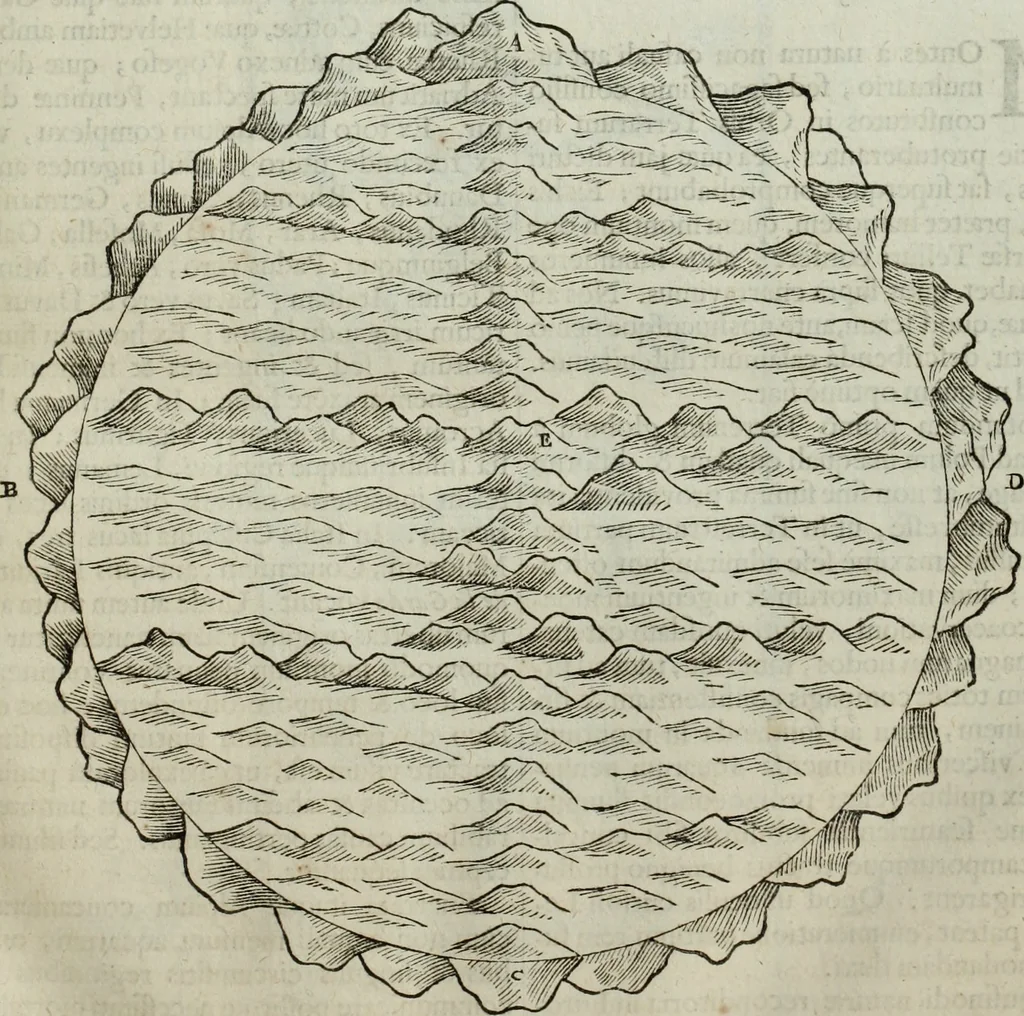 An illustration from Mundus Subterraneus, in XII libros digestus; quo divinum subterrestris mundi opificium, mira ergasteriorum naturæ in eo distributio, verbo pantámorphou Protei regnum, universæ denique naturæ majestas, 1665, leaf 112