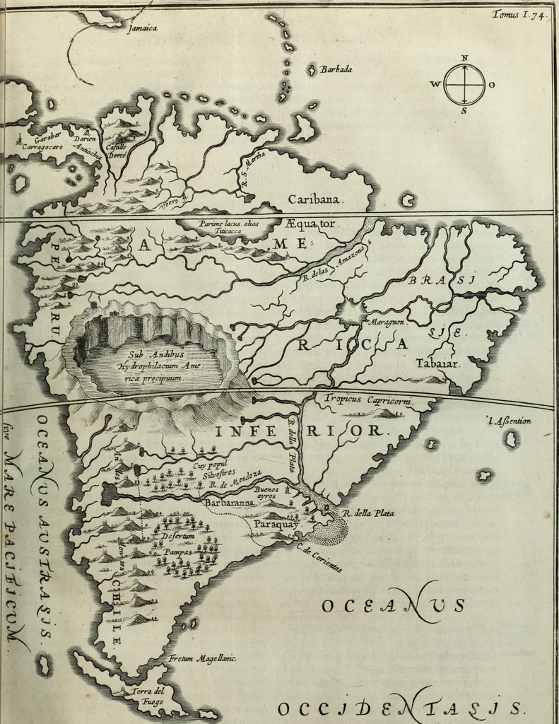 An illustration from Mundus Subterraneus, in XII libros digestus; quo divinum subterrestris mundi opificium, mira ergasteriorum naturæ in eo distributio, verbo pantámorphou Protei regnum, universæ denique naturæ majestas, 1665, leaf 122