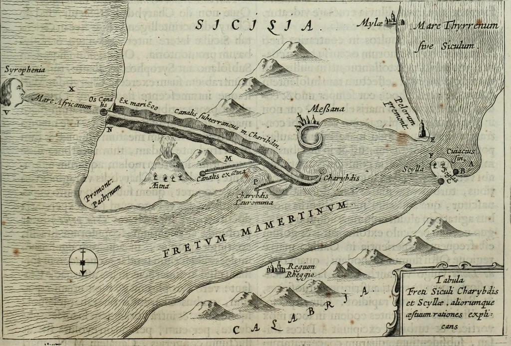 An illustration from Mundus Subterraneus, in XII libros digestus; quo divinum subterrestris mundi opificium, mira ergasteriorum naturæ in eo distributio, verbo pantámorphou Protei regnum, universæ denique naturæ majestas, 1665, leaf 150