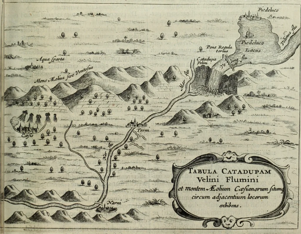 An illustration from Mundus Subterraneus, in XII libros digestus; quo divinum subterrestris mundi opificium, mira ergasteriorum naturæ in eo distributio, verbo pantámorphou Protei regnum, universæ denique naturæ majestas, 1665, leaf 164