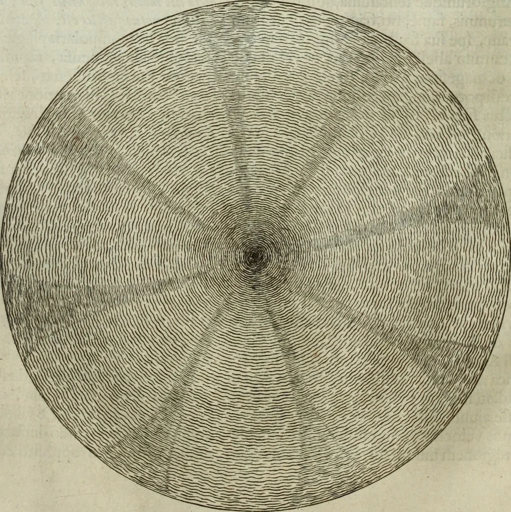 An illustration from Mundus Subterraneus, in XII libros digestus; quo divinum subterrestris mundi opificium, mira ergasteriorum naturæ in eo distributio, verbo pantámorphou Protei regnum, universæ denique naturæ majestas, 1665, leaf 223