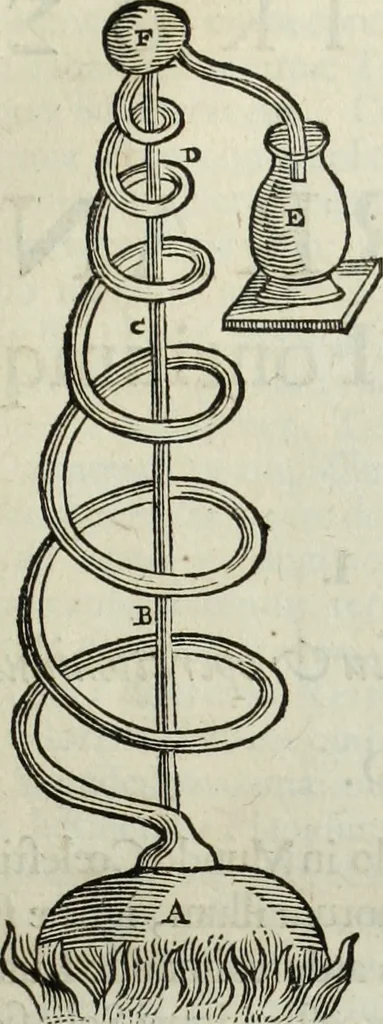 An illustration from Mundus Subterraneus, in XII libros digestus; quo divinum subterrestris mundi opificium, mira ergasteriorum naturæ in eo distributio, verbo pantámorphou Protei regnum, universæ denique naturæ majestas, 1665, leaf 230