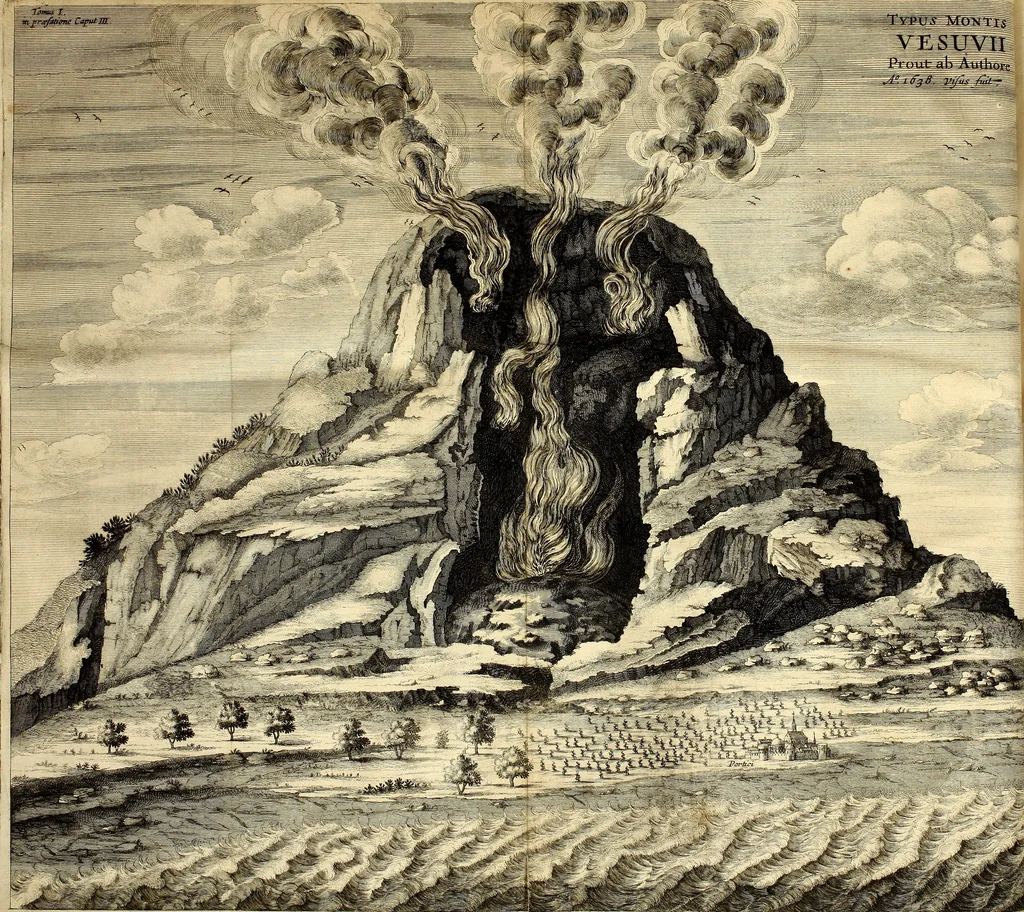An illustration from Mundus Subterraneus, in XII libros digestus; quo divinum subterrestris mundi opificium, mira ergasteriorum naturæ in eo distributio, verbo pantámorphou Protei regnum, universæ denique naturæ majestas, 1665, leaf 27