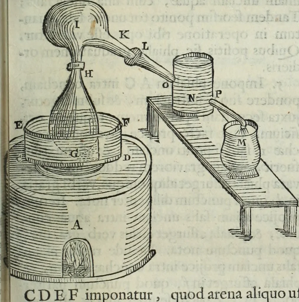An illustration from Mundus Subterraneus, in XII libros digestus; quo divinum subterrestris mundi opificium, mira ergasteriorum naturæ in eo distributio, verbo pantámorphou Protei regnum, universæ denique naturæ majestas, 1665, leaf 322