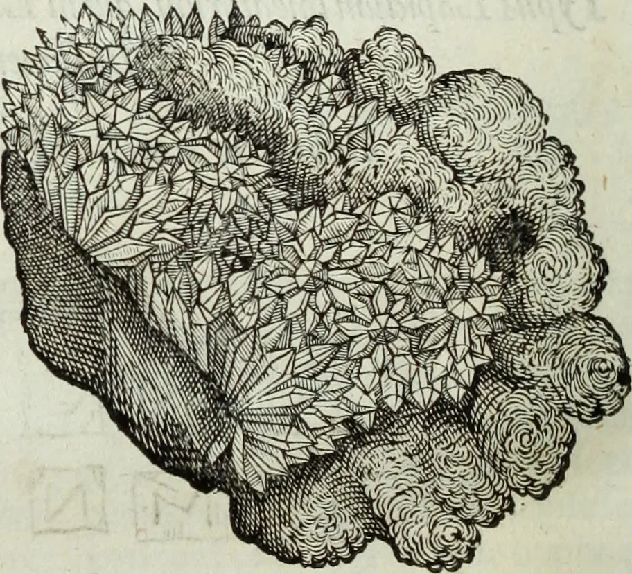 An illustration from Mundus Subterraneus, in XII libros digestus; quo divinum subterrestris mundi opificium, mira ergasteriorum naturæ in eo distributio, verbo pantámorphou Protei regnum, universæ denique naturæ majestas, 1665, leaf 457
